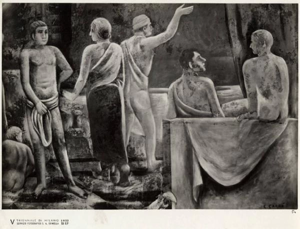 134-Carlo Carrà-pittura murale Italia romana nel vestibolo del Palazzo dell'Arte-Milano-dettaglio  